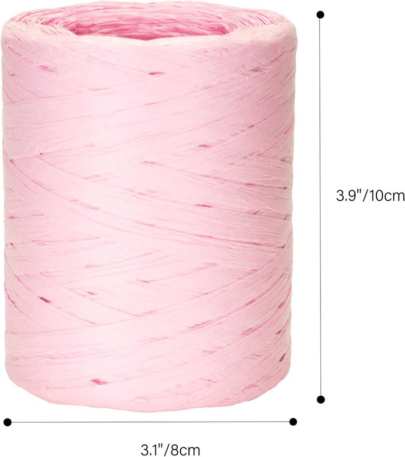 g2plus 218 Yards Raffia Paper Craft Ribbon, 1/4 Inch Wide Raffia Ribbon, Pink Packing Paper String for Gift Wrapping, DIY Arts & Crafts, Christmas, Valentines, Holiday Decor - Image 2